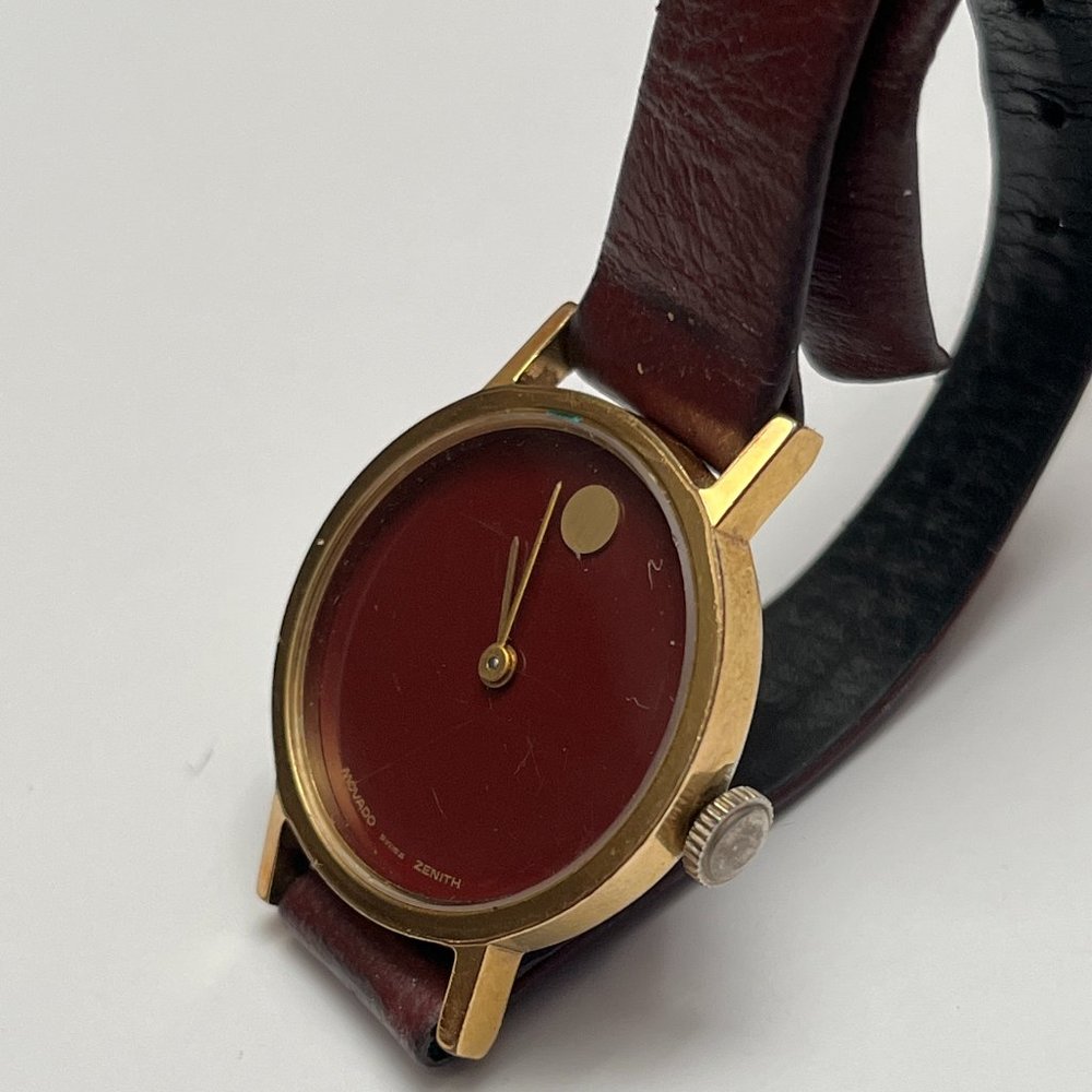 MOVADO x ZENITH Museum Hand-Winding Cal.2562C Women's Wristwatch Gold GP Red